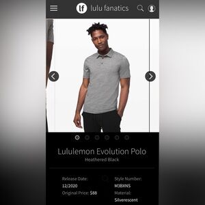Lululemon Athletica Heathered Black Polo Shirt